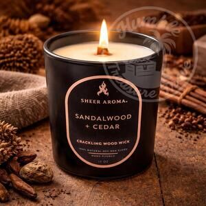 Sheer Aroma by Love Me More Sandalwood + Cedar Wooden Wick 12oz Candle